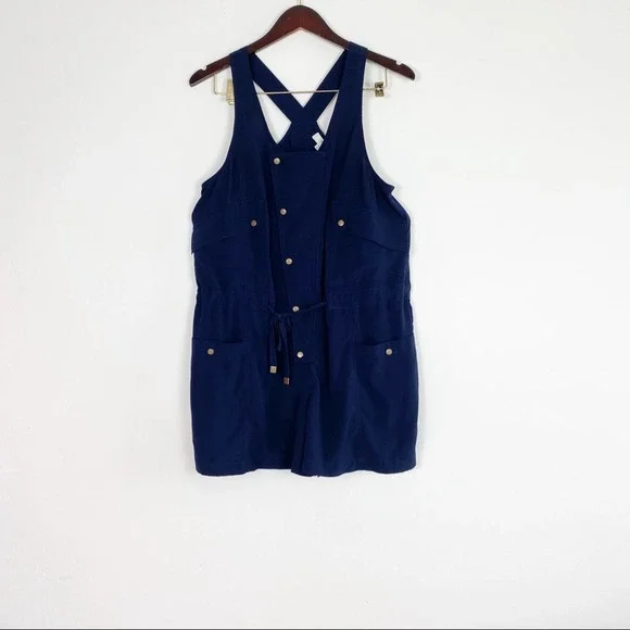 Anthropologie Elevenses Dree Utility Romper Blue - Picture 2 of 6